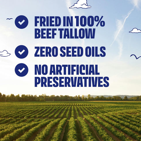 Summer 100% 7oz Pack 2 Tasty Nates Beef Tallow Potato Chips Burger Flavor, Kettle Chips Fried in Beef Tallow, Seed Oil