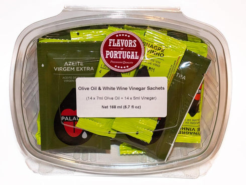 Flavors of Portugal Vinegar and Olive Oil Sachets - 28-Pack (14 Each) - Easy-to-Use Single-Serve