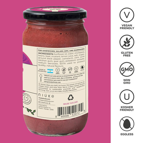 NIUKE 9.52 oz VMAYO Beet Vegan Mayo - Chickpea-Powered, Roasted Beet Aioli, Vibrant Plant-Based Dressing & Sandwich