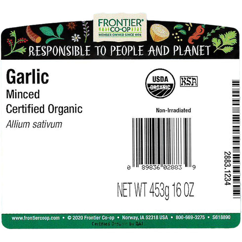 1 LB FRONTIER Organic Bulk Garlic Flakes