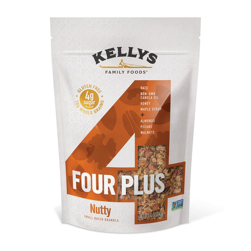 Kellys Four Plus Granola Cereal | Nutty Healthy Granola for Yogurt |