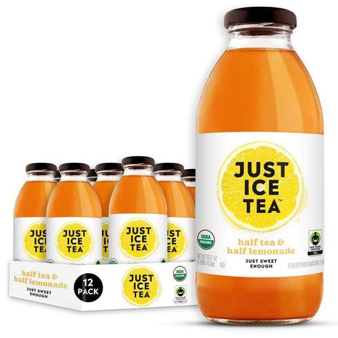 Just Ice Tea Organic Iced Tea, 16 Fl Oz Glass Bottles (Half