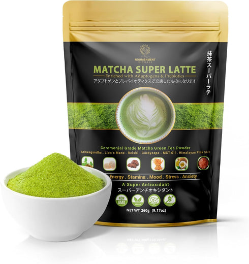 Nourishment Rituals Green Tea Super Latte Matcha Powder | Authentic Japanese Instant Ceremonial Grade