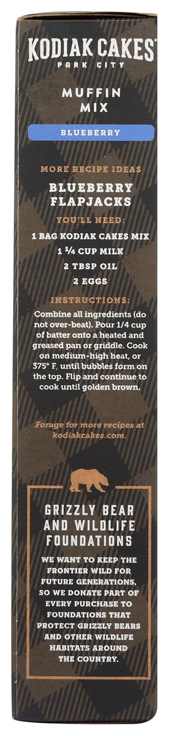 100% (Pack 1) Kodiak Muffin Baking Mix, Blueberry, High Protein, Whole Grains