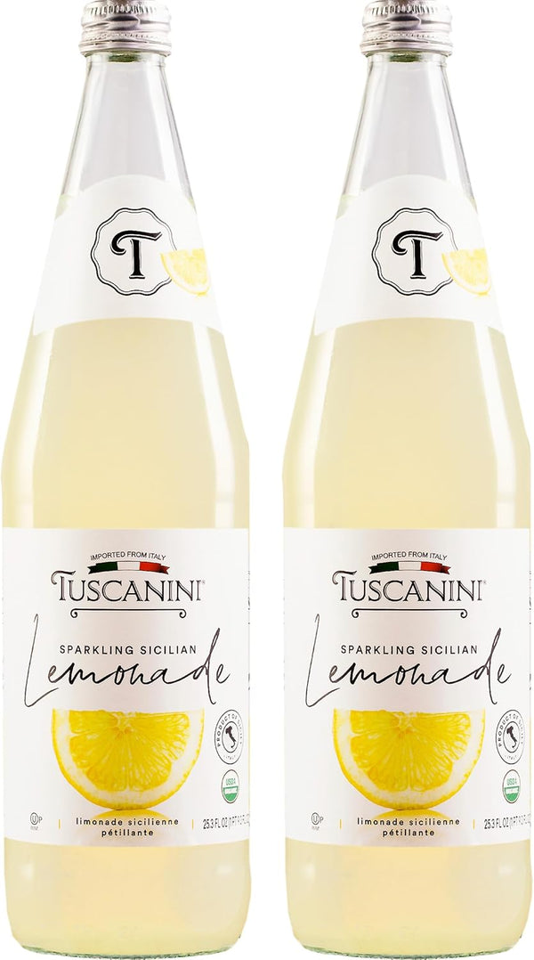 Tuscanini Premium Organic Sparkling Lemonade, 25.3oz (2 Pack) | Real Italian Lemon