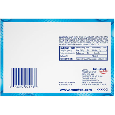 14 15 Count Pack Mentos Chewy Mint Candy Roll, Mint Candies, Pieces Per Roll, Party