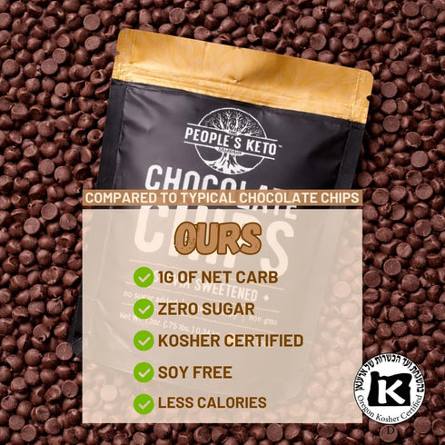 12 oz. 60% (1 Pack) Sugar Free Large Chocolate Chips, Stevia Sweetened, Value Size, Non-GMO, Vegan, Keto, Low Carb