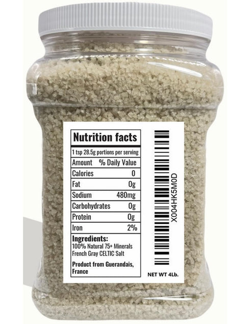 4 lb 82 All Goods Mineral Organic Grey Sea Salt Coarse Jar, Minerals, French Gray, Hand-Harvested, Les Gurandais