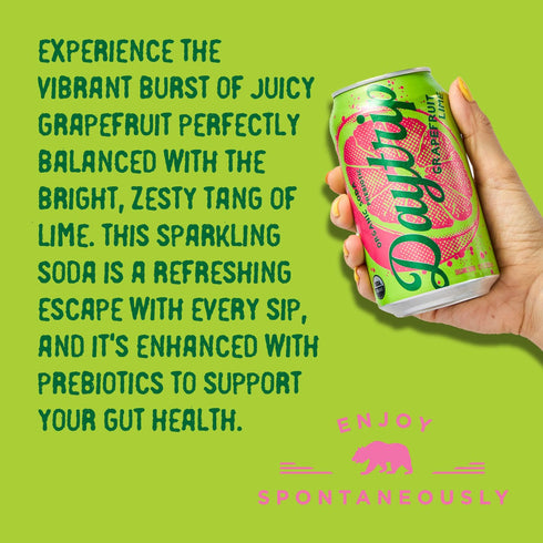 12-Pack Daytrip Organic Sparkling Prebiotic Soda, Low Sugar Soda and Low Calorie Healthy Soda Alternative, Prebiotic