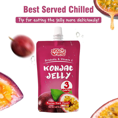 20 Packs, 0 VOLO VERO Konjac Jelly Squeeze Pouch Healthy Snacks, Low Calories, Drinkable, Gluten Free, Sugar, Keto, Low