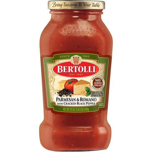 Bertolli Pasta Sauce with Parmesan and Romano Cheeses and Black Pepper, Spaghetti