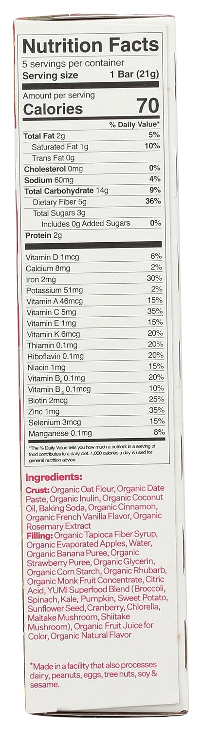 3.7 Yumi, Bars Toddler Strawberry Rhubarb Organic, Ounce