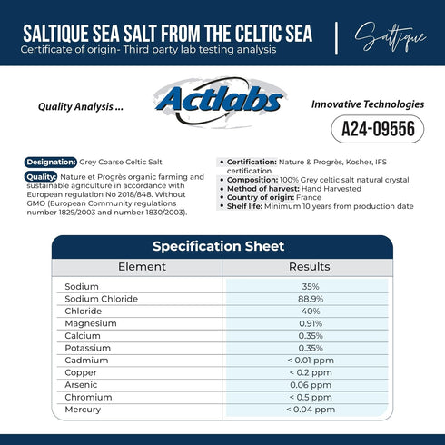 100% (1/4lb) French Grey Sea Salt from the Celtic Sea Fine Ground - Unrefined & Unprocessed- Hand-Harvested Mineral