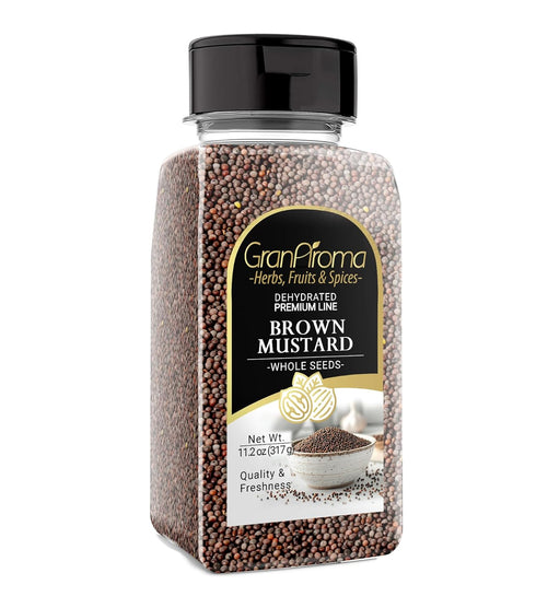 GranAroma Brown Mustard Seeds, 11.2 oz, Strong Flavor, Condiments & Sauces, Versatile