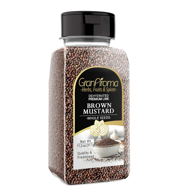 GranAroma Brown Mustard Seeds, 11.2 oz, Strong Flavor, Condiments & Sauces, Versatile