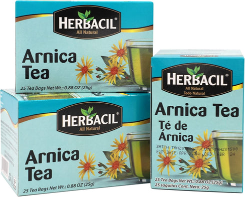 Herbacil Arnica Herbal Tea, Herbal Blend, Caffeine-Free, All Natural, 3-pack of 25