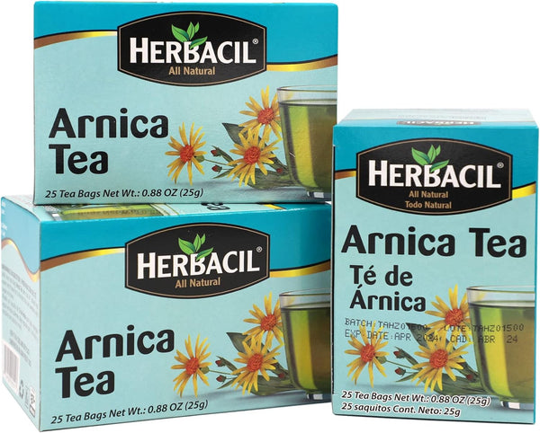 Herbacil Arnica Herbal Tea, Herbal Blend, Caffeine-Free, All Natural, 3-pack of 25
