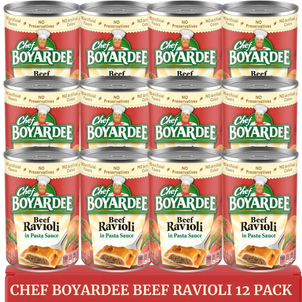 Beef Ravioli in Hearty Meat Sauce, Large 15 oz Cans, Bulk 12