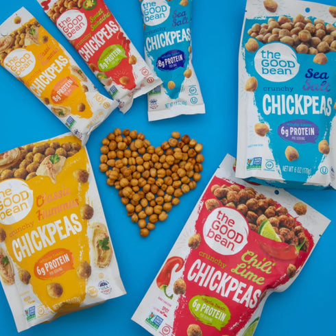 Pack (6 Pack) 6 oz Hummus The Good Bean Crunchy Chickpeas - Variety - - Sea Salt, Chili Lime, Sweet Sriracha