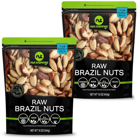 NUT CRAVINGS - Raw Brazil Nuts, Unsalted, No Shell, Whole, (16oz -