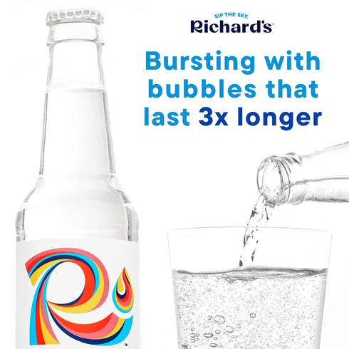 (12 oz 12-Pack), Richard's Rainwater Sparkling Water fl Glass Bottles, Long Lasting Bubbles, Renewable Refreshing