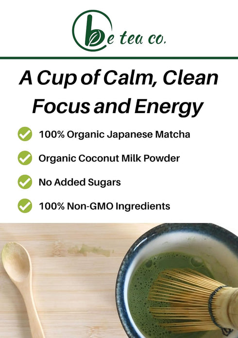 24 Be Tea Co. Coconut Matcha Latte | Organic Dairy-Free Latte Mix | Japanese Ceremonial Grade | Antioxidant-Rich |