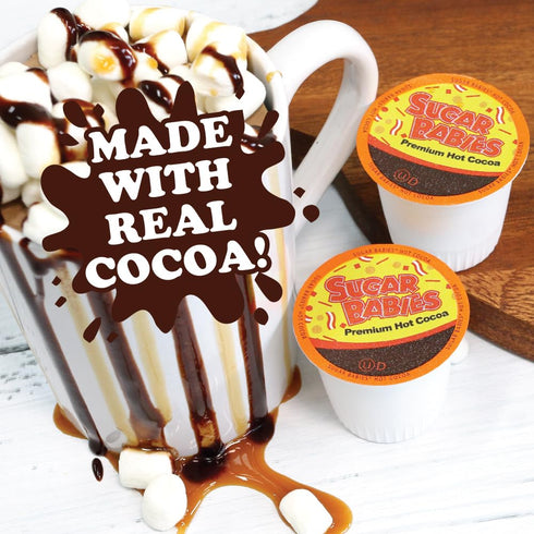 Sugar Babies Hot Cocoa Pods - Caramel Flavor, Compatible with Keurig K-Cup Brewers, 12 Count