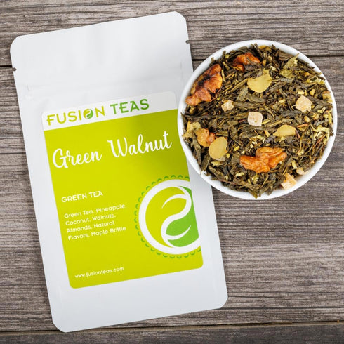Green Walnut Green Tea with Pineapple, Coconut, Almonds & Maple - Gourmet Loose Leaf Sencha Tea, 4 Oz. Pouch