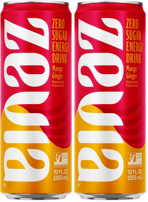 Zevia, Drink Energy Mango Ginger, 12 Fl Oz (Pack of 2)