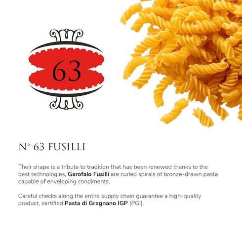 (4 pack) Garofalo - Premium Durum Wheat Semolina Fusilli Pasta, Italian Made, Bronze-Drawn, Al-Dente, One-Ingredient