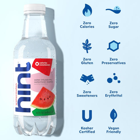 Pack 16 Oz (Pack 12) Hint Infused Bottled, Best Sellers Variety - Sugar Free Flavored with Zero Calories, Natural