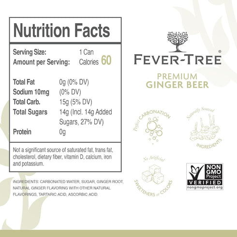 Fever Tree Ginger Beer - Premium Quality Mixer, Refreshing Beverage for Cocktails & Mocktails, 150 ML Cans (Pack of 24)