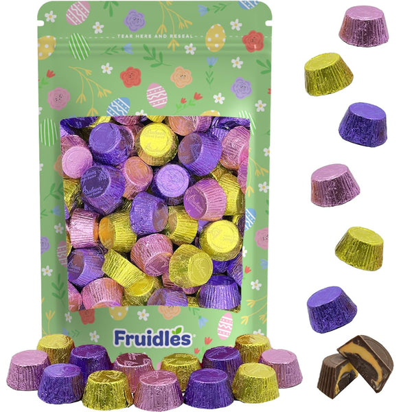 Fruidles Easter Peanut Butter Cups Milk Chocolate, Half-Pound, Happy Easter Day Eggs,