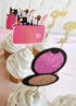 Spa Makeup Cupcake Toppers Decoration Supplies, 24Pcs Gold Glitter for Bridal Shower, Bachelorette, and 18th Birthday
