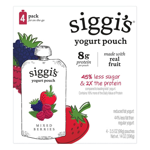 siggi's Kids Lowfat Yogurt Pouches, Mixed Berries, 3.5 oz. Each, 4 Ct