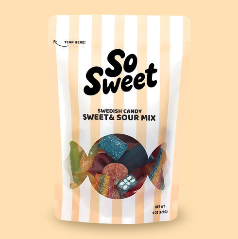 8 oz Gummies Swedish Candy Sweet & Sour Mix Sweet & Tangy Chewy Assortment Variety Bag, Scandinavian Pick & Mix Candy