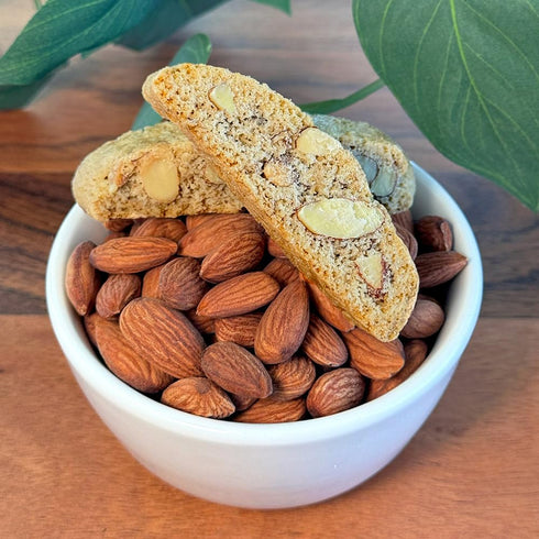 (4 6oz True Delicious GLUTEN FREE INGREDIENTS ALMOND BISCOTTI, buttery, fine Italian cookies, baked twice boxes