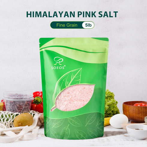 5 Lbs, Soeos Himalayan Pink Salt, Fine Grain, Pink Himalayan Sea Salt, Salt for Grinder Refill