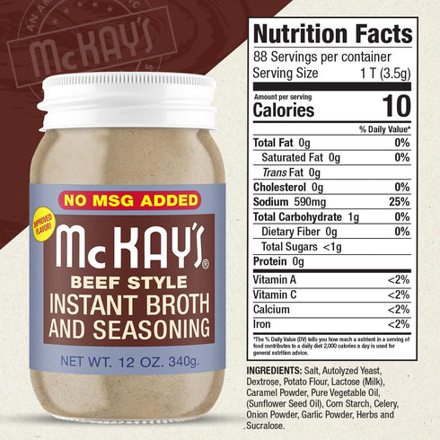 2 Pack) McKay's Chicken and Beef Flavored Soup Seasoning, Gluten Free, Vegetarian Instant Broth, Bullion Powdered