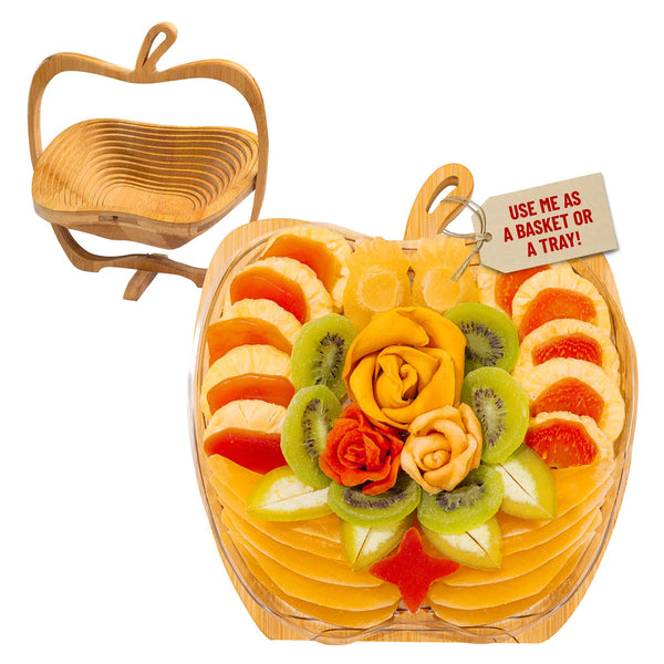 Dried Fruit Gift Basket with Wooden Tray Healthy Gourmet Snack Box Variety