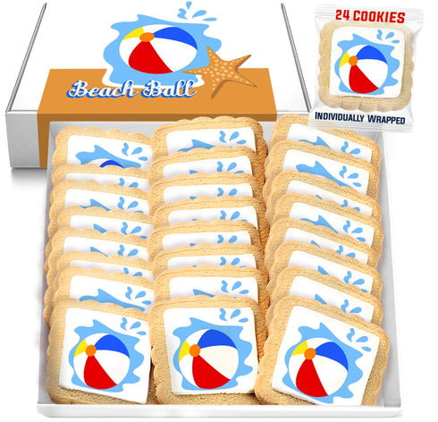 Beachball Theme Individualy Wrapped Printed Cookies 24 Pack Bulk