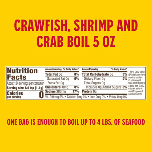 (5 (Pack 1)) Louisiana Fish Fry Products Crawfish, Shrimp & Crab Boil Seasoning - Spicy & Delicious Seafood Powder