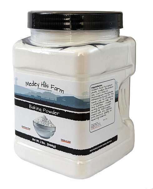 Medley Hills Farm Baking Powder, Aluminum Free, 2 Lbs in Reusable Container - Double Acting, Kosher, Made in USA