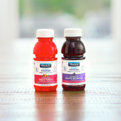 8 oz (24 Pack) Thick-It Clear Advantage Mildy Thick Grape Drink Plus Electrolytes, Nectar Consistency, Swallowing Aid
