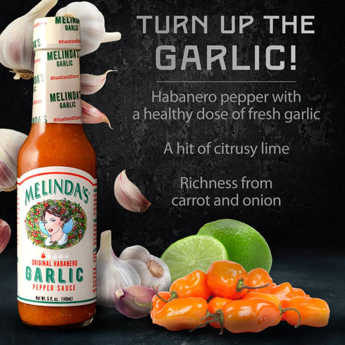5oz, 1 Pack Melindas Garlic Habanero Hot Sauce - Spicy Sauce Made with Habanero Peppers, Garlic, Carrots, & Onion