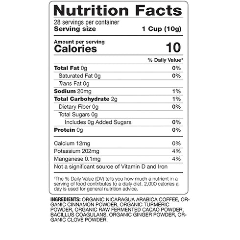 10 oz Cardio Care Organic Ground Bagged Coffee Probiotic Coffee with Cacao, Ginger, Turmeric & Cinnamon Healthy