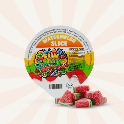 Gummy Gummies 14 Watermelon Slice Cup (Halal) - Mixed Candies Assortment Bag - Individually Wrapped - Sweet and Chewy