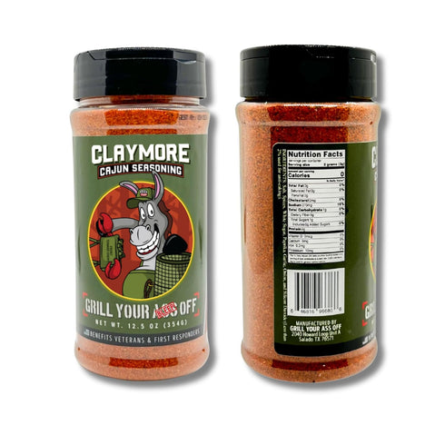 12.5oz Grill Your As* Off Claymore Cajun Seasoning Spicy Blend for Meats & Seafood MSG & Gluten Free USA Made & Veteran