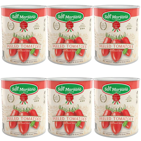 La San Marzano 6 Pack, Italian Whole Peeled Tomatoes in Puree with