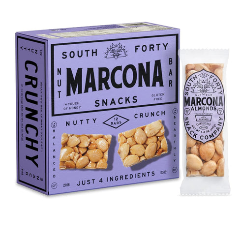 South 40 Snacks Marcona Almond Crunch Bar, HoneySweetened, 4Ingredient Snack, 40g Bars,